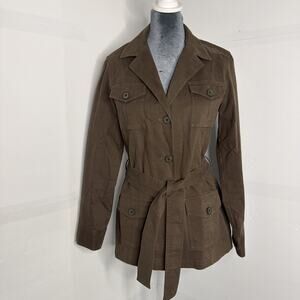 Talbots Vintage Cotton Chambray Stretch Field Jacket Coat Chocolate Women’s 6